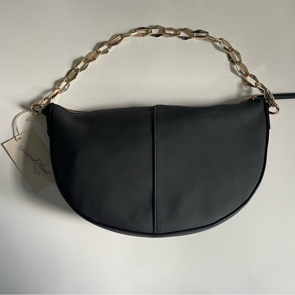 Universal Thread Black and Gold Shoulder Bag with Crescent Shape Chic Modern - Picture 2 of 9